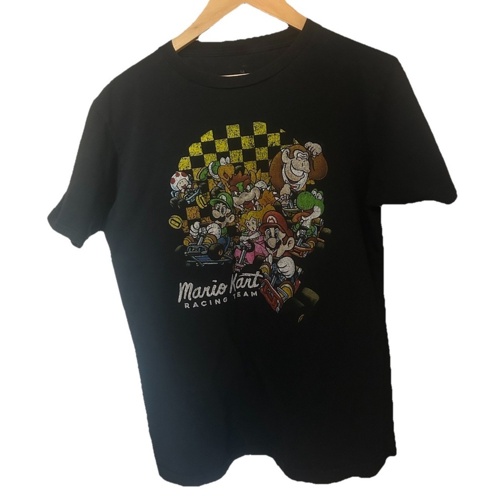 SUPER MARIO KART RACING TEAM LOGO BLACK MEN'S M T-SHIRT Luigi, Bowser and Yoshi